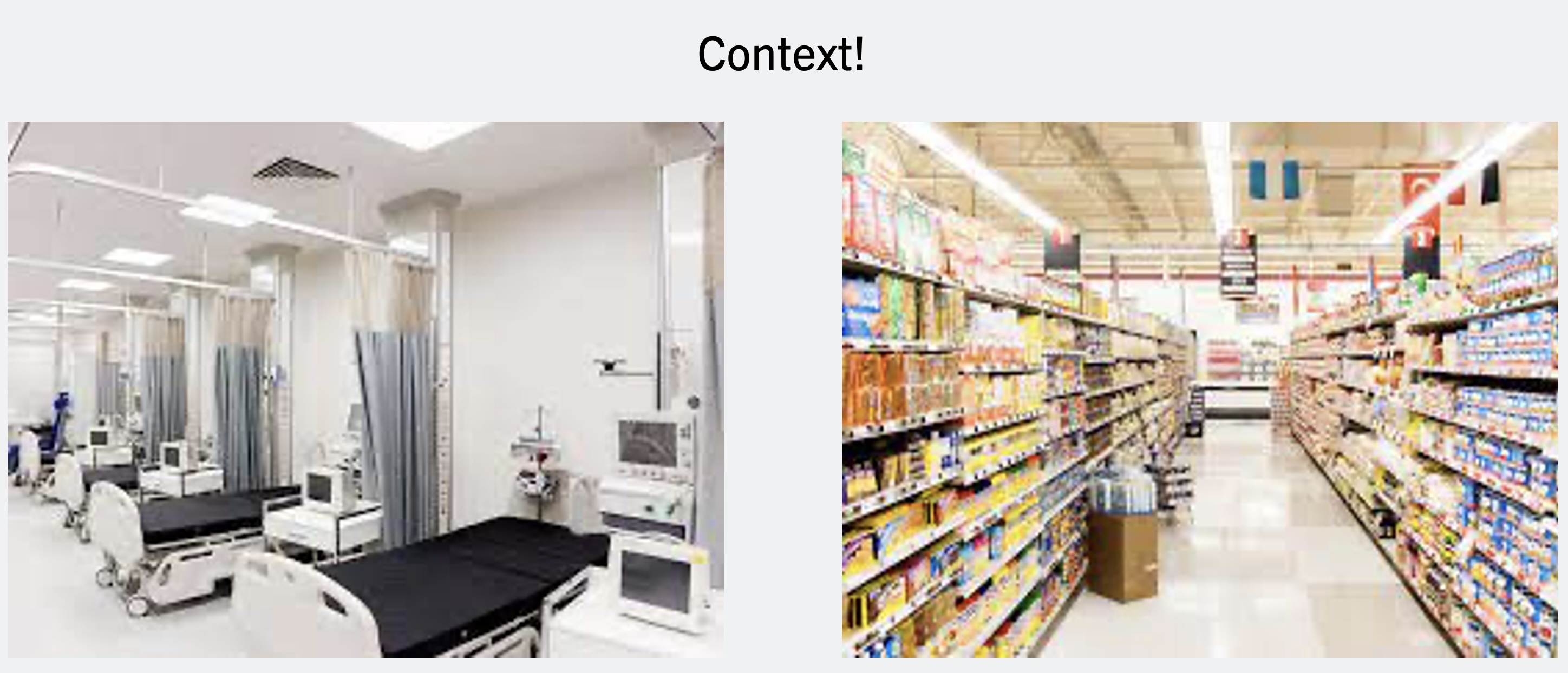 Supermarket context vs Hospital context